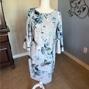 Calvin Klein Blue Floral Long Sleeve Dress